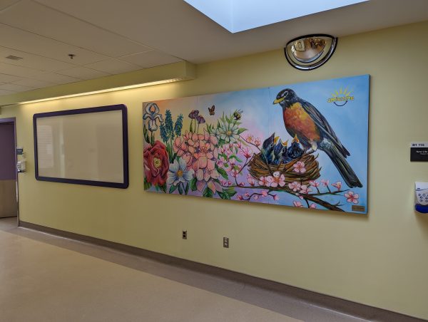 White Board and Baby Birds Mural in New Life Centre