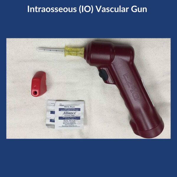 Intraosseous (IO) Vascular Gun - A rapid method to administer medications through the bone marrow cavity for a newborn in distress.