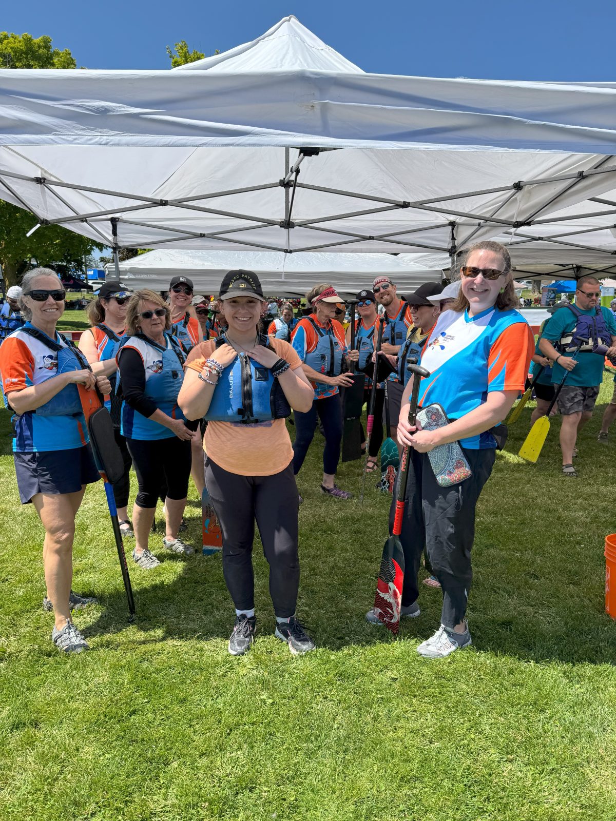 Participating team members getting ready for the race. 