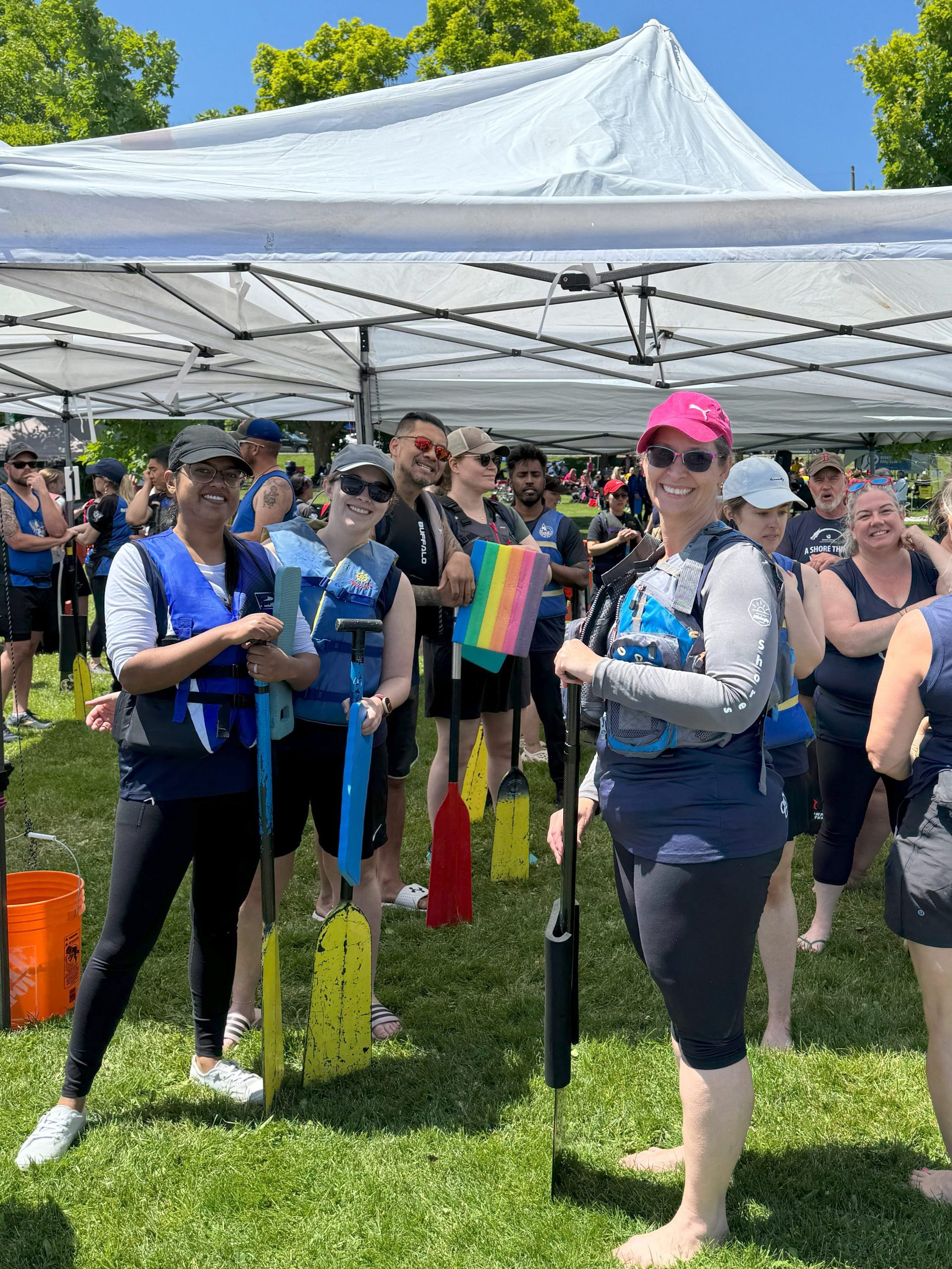 Participating team members getting ready for the race 