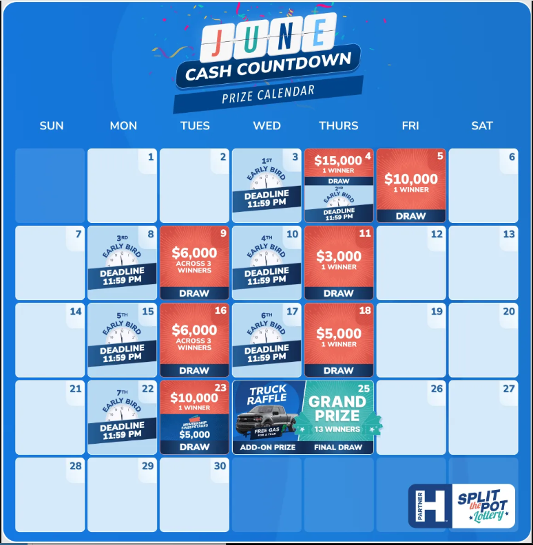 June Cash Countdown Prize Calendar
-